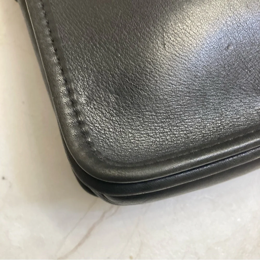 Coach vintage black leather compact pouch crossbody bag